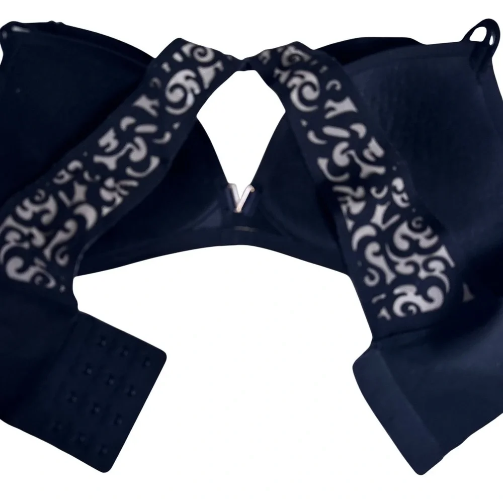 Victoria's Secret Wireless Bra Womens 34B Black Laser Cut Plunge Racerback